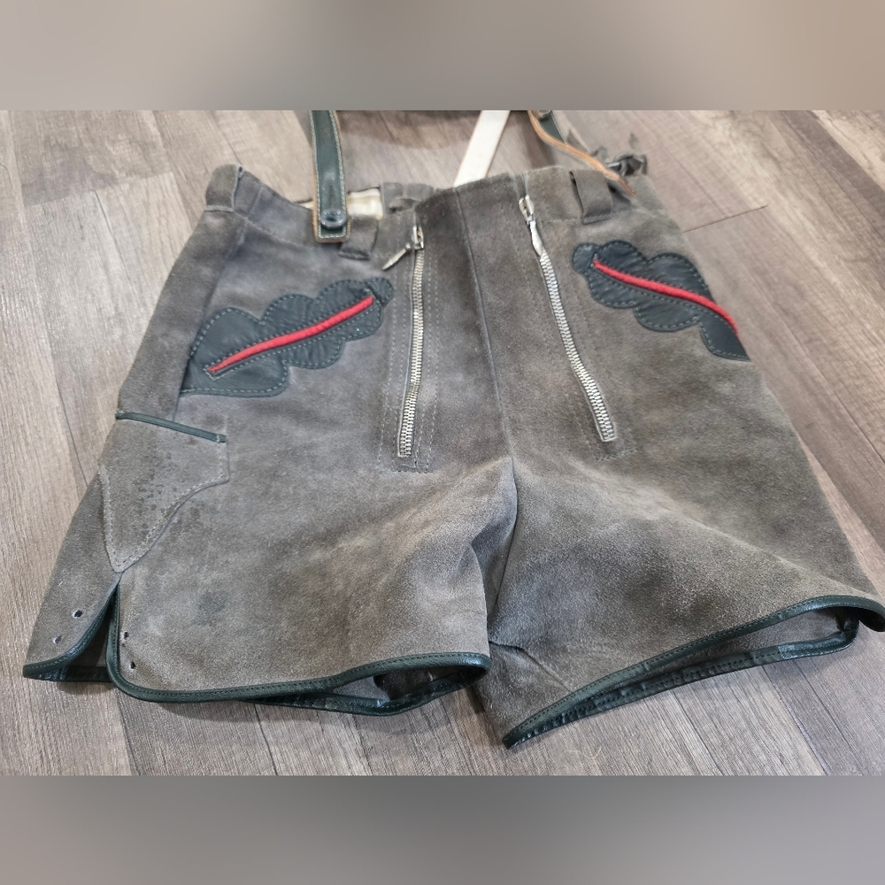 Oktoberfest Lederhosen Leather Shorts Small Bavaria Austria Boho Festivalcore - Picture 10 of 11